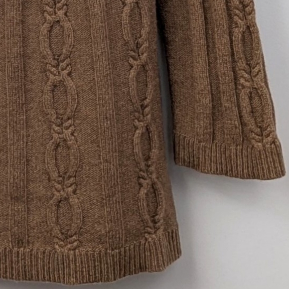Ann Taylor Loft Cardigan Sweater Cable Knit Cashmere Blend Button Front Brown M - Picture 4 of 10